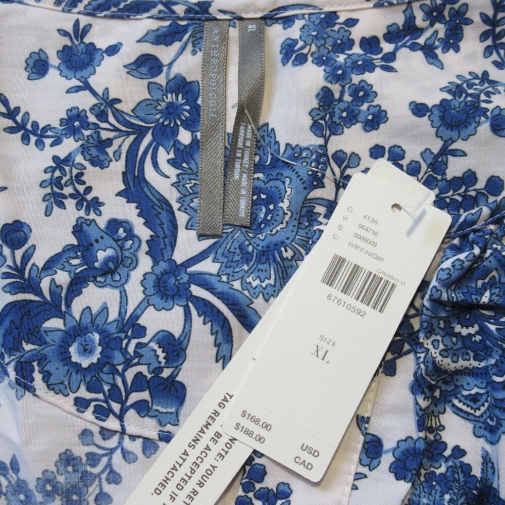 NWT Anthropologie Somerset Maxi in Ivory Blue Floral Tiered Cotton Dress XL - Picture 5 of 6